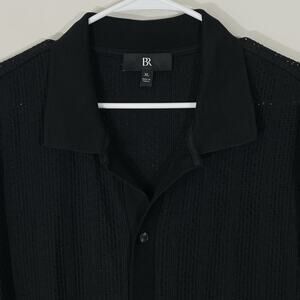 BR Black Knit Resort Button Up Polo Shirt Men’s XL Short Sleeve Top